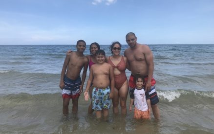 family on the beach